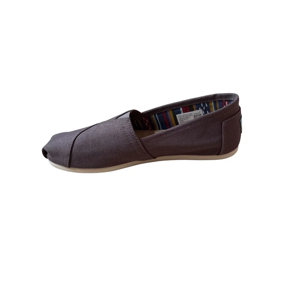 TOMS Womens Classic Alpargata Canvas Slip On Loafers Dark Grey Charcoal 7.5 NWT